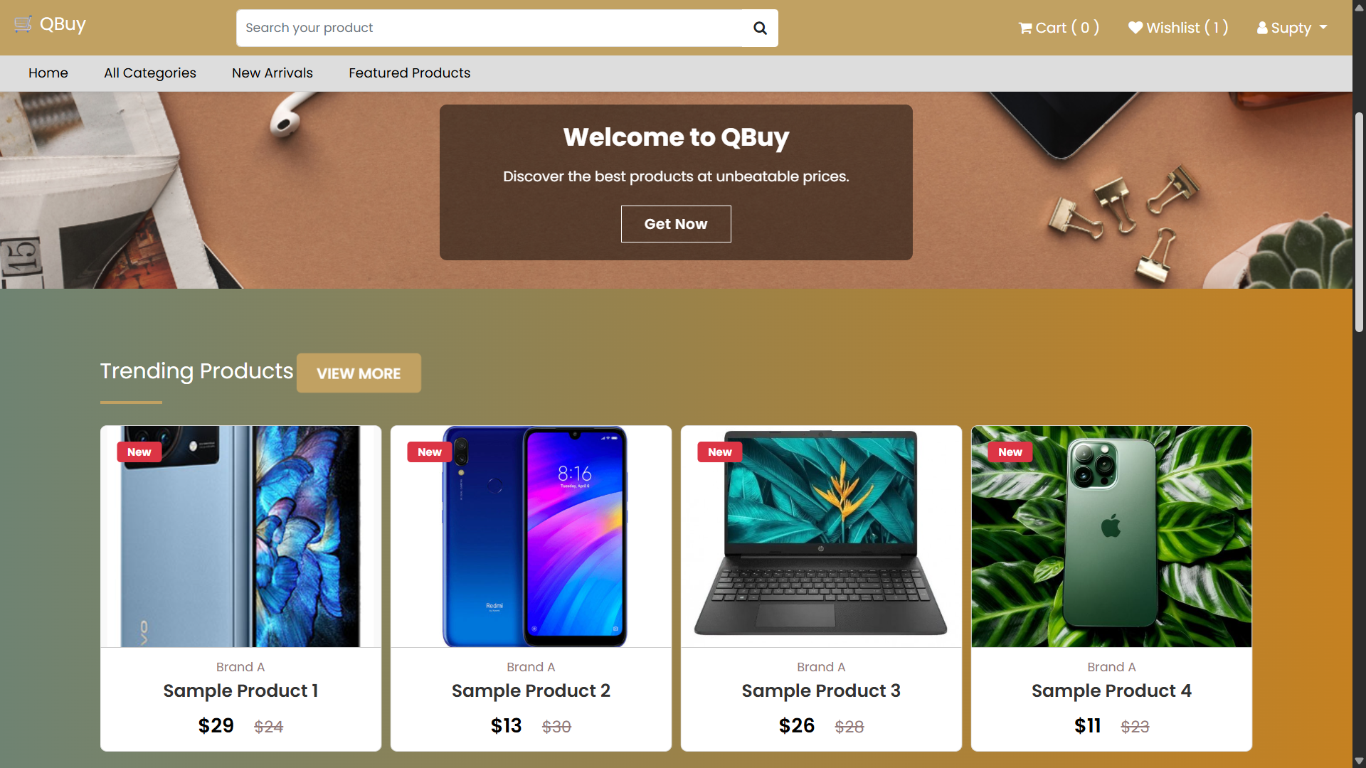 Screenshot of QBUY ecommerce platform